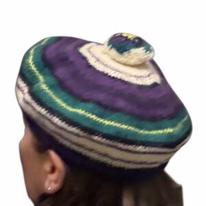 Vintage Dress Gordon 100% Wool Tam Hat Made in Scotland Green/Purple/White/Black